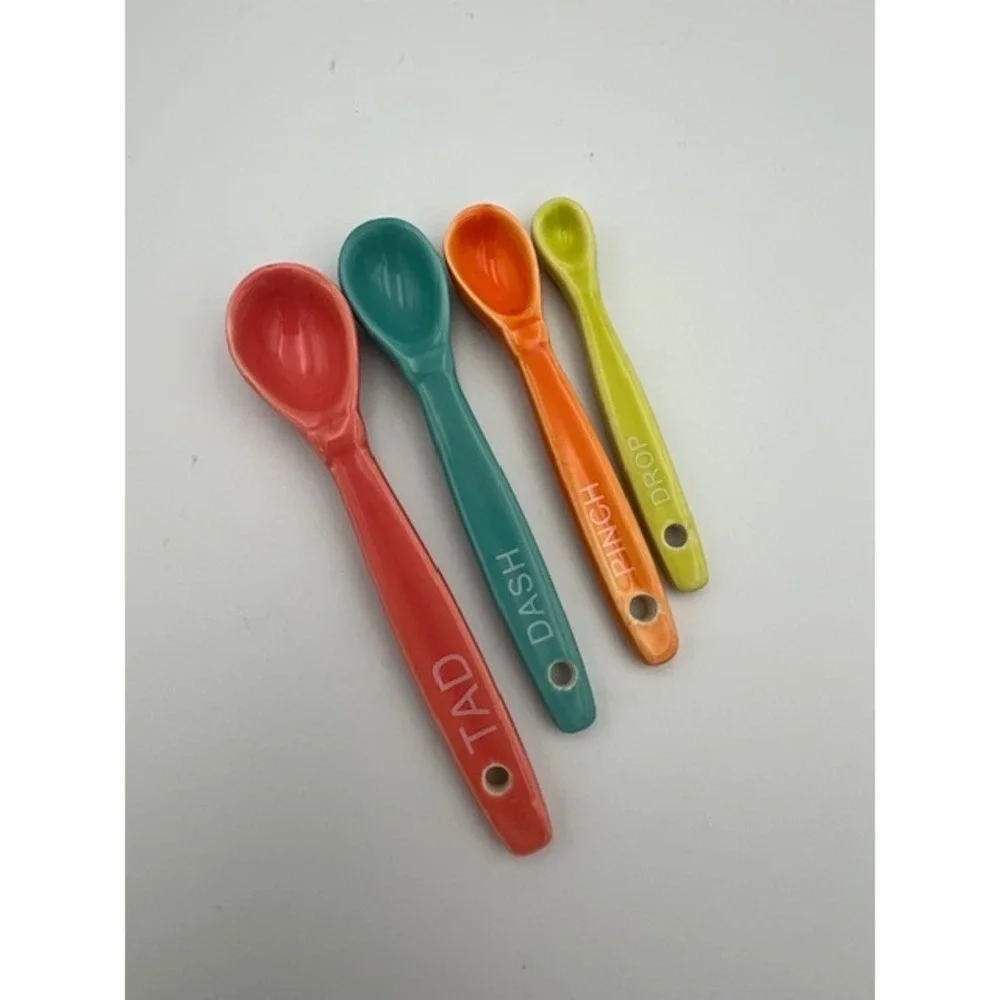 Temp-tations Ceramic Measuring Spoons Set Tad Dash Pinch Drop Multi-Color 4pc